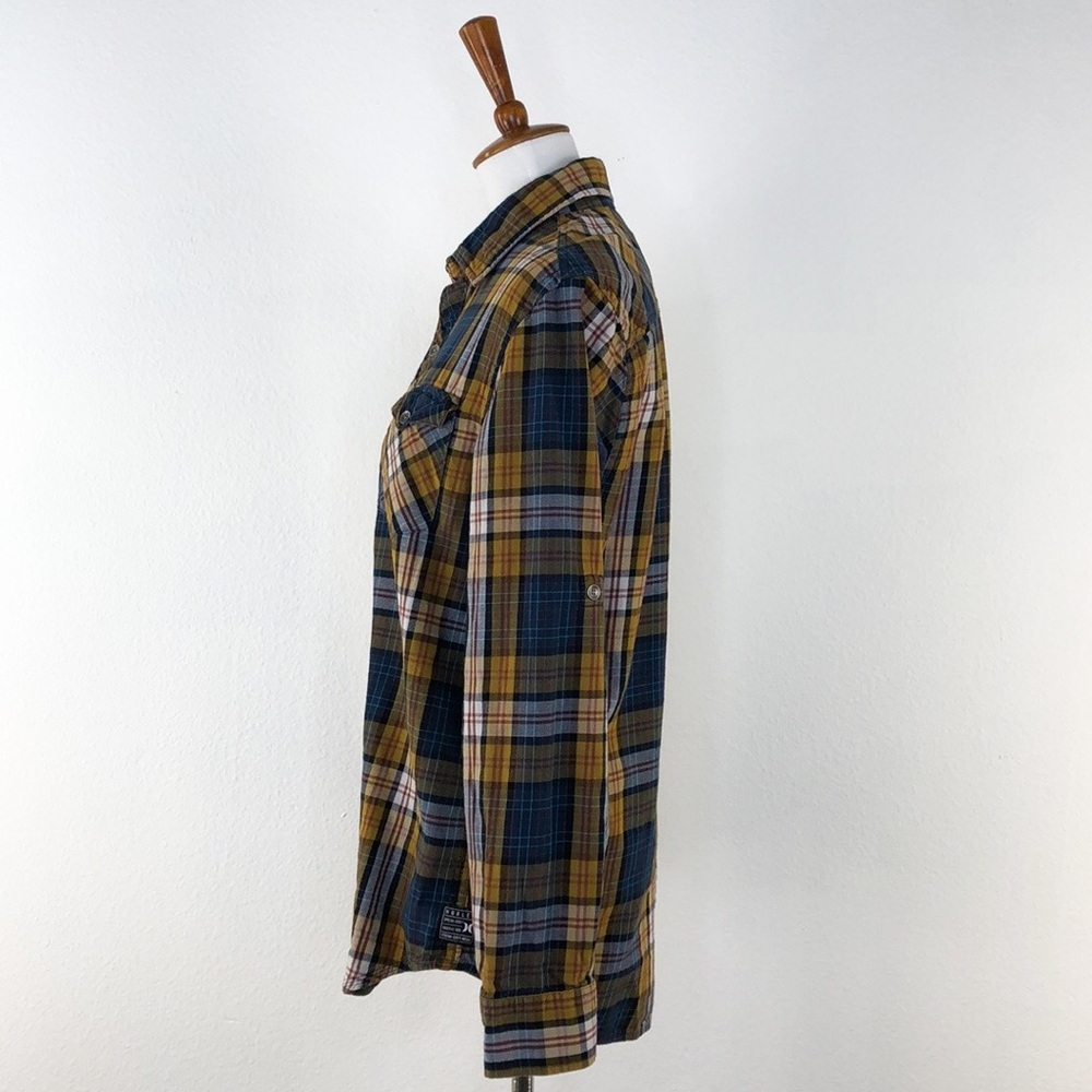 Hurley Yellow & Blue Plaid Button Down Shirt - Picture 2 of 7